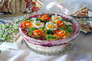 Фото к рецепту: Сельдь под шубой Фото к рецепту: Сельдь под шубой