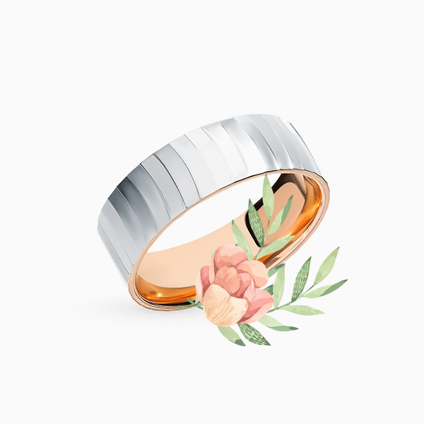 Обручальное кольцо «Пушкинский ювелирный завод», белое и розовое золото