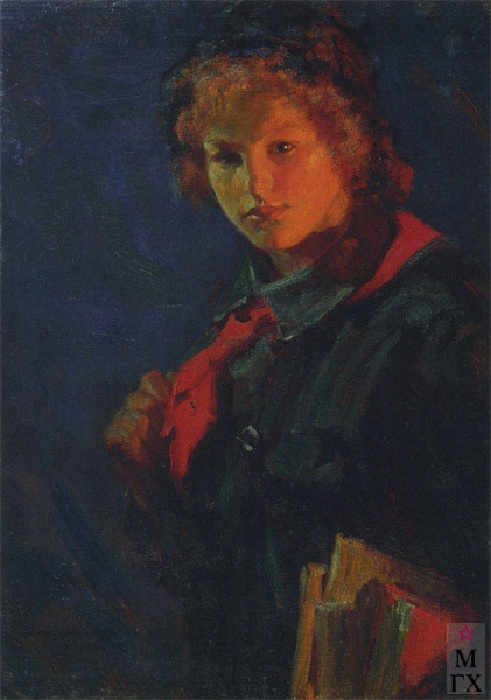 «За учёбу. Пионерка с книгами». (1925 год). Автор: Николай Касаткин. «За учёбу. Пионерка с книгами». (1925 год). Автор: Николай Касаткин.