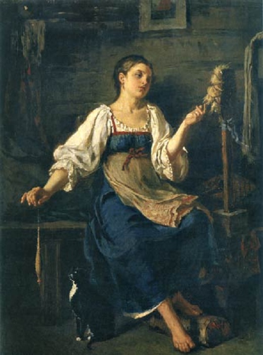 «Пряха». (1884). Автор: Фирс Журавлев. «Пряха». (1884). Автор: Фирс Журавлев.