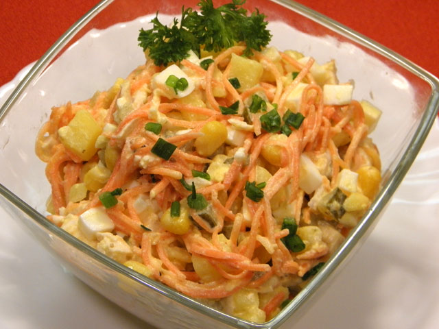 Салат с корейской морковкой куриной грудкой и сухариками рецепт с Салат с корейской морковкой куриной грудкой и сухариками рецепт с