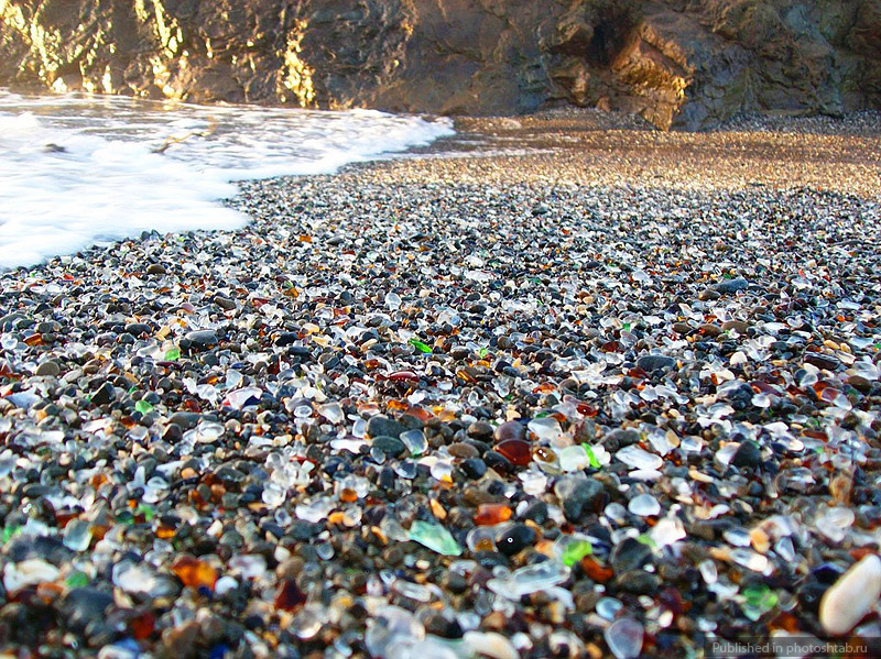 Стеклянный пляж Форт Брэгг, Glass Beach, Калифорния США