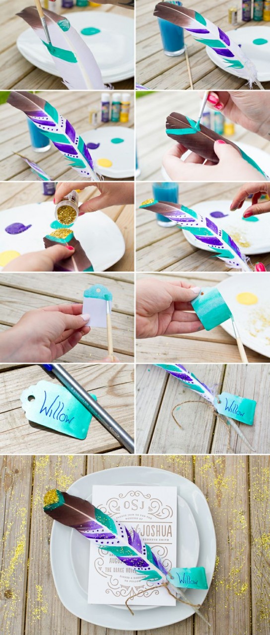 diy decorated feathers