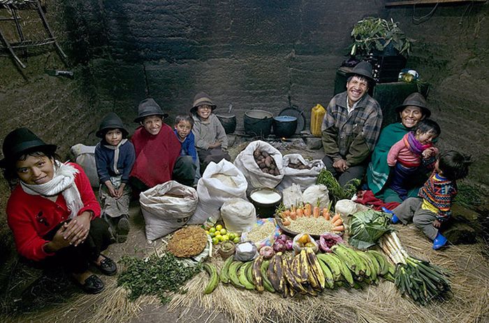 Недельный рацион семьи в разных странах мира рацион, еда, продукты