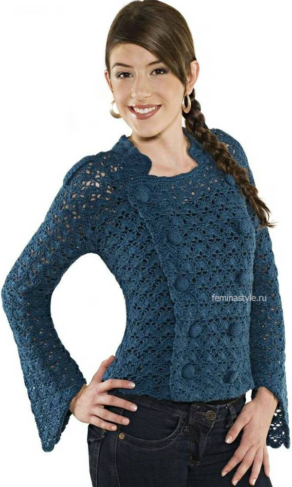 Жакет в стиле милитари крючком