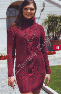 Вязаное спицами платье с высоким воротником(модель из журнала Susanna №2 2010 года)