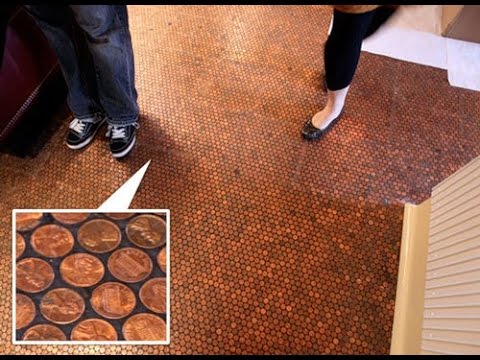 Как оригинально отделать пол монетами Как оригинально отделать пол монетами