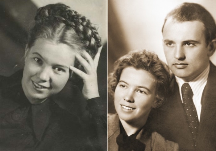 Слева – Раиса Титаренко в год поступления в МГУ, 1949. Справа – Михаил и Раиса Горбачевы, первый год брака, 1953 | Фото: liveinternet.ru Уроки стиля от Раисы Горбачевой, или Почему советские женщины недолюбливали первую леди СССР