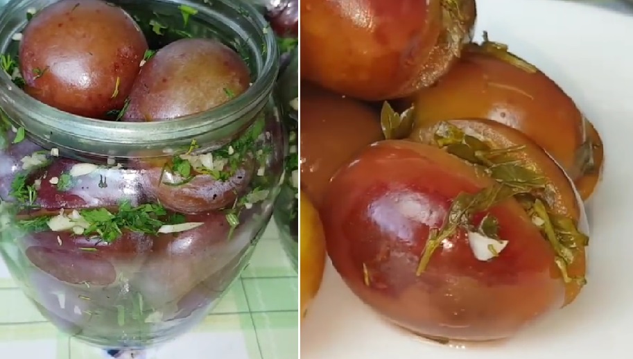 Необычный рецепт из цыганской кухни: маринованные сливы с чесноком и зеленью