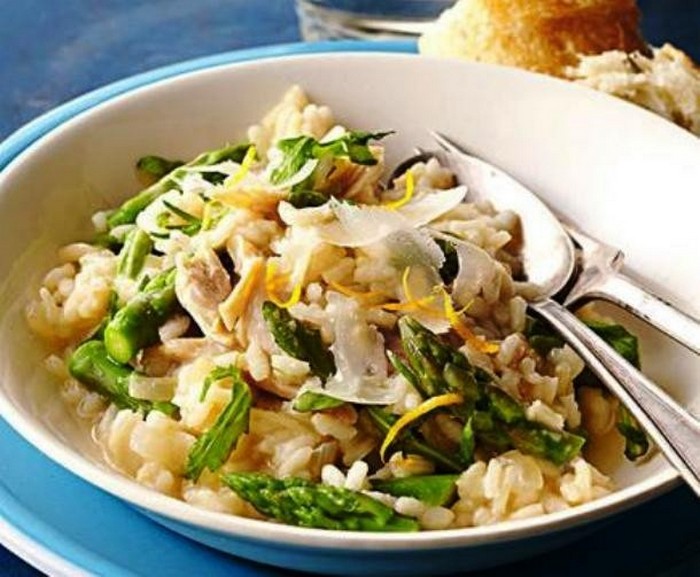 Ризотто с цыпленком и спаржей. Ризотто с цыпленком и спаржей.