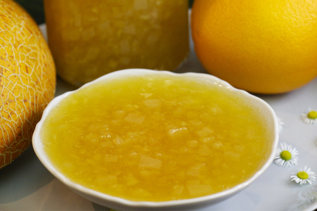 Фото к рецепту: Варенье дыня апельсин с пектином на зиму, за 15 минут