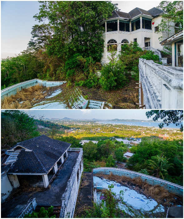 Огромная заброшенная вилла в районе Чалонг на острове Пхукет больше напоминает небольшой поселок, нежели дом для одного человека (Таиланд).