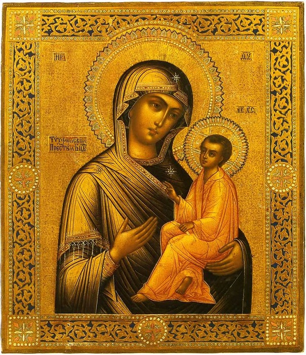 Палехская икона Божьей матери. Палехская икона Божьей матери.