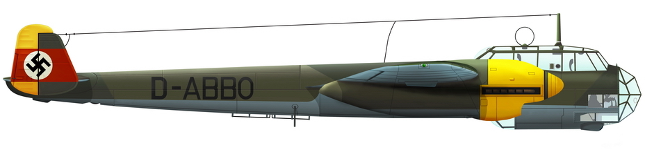 Do 215 из 3./Ob.d.L с гражданским регистрационным кодом D-ABBO и опознавательными знаками, характерными для операции «Марита». Югославия, весна 1941 года. Реконструкция по фото, художник Алексей Валяев-Зайцев - Крылатые предвестники войны | Warspot.ru