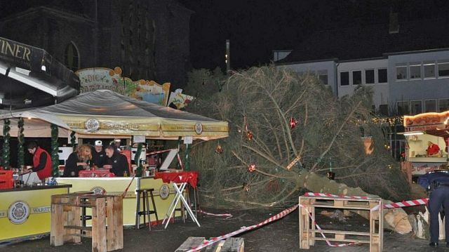 Фото: В Германии рождественская ель рухнула на ярмарочную площадь, есть пострадавшие