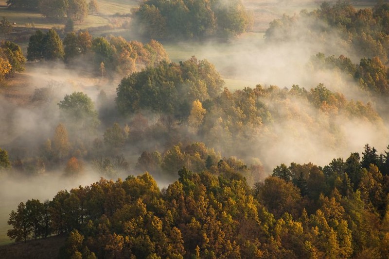 Туманная осень в Польских Судетах Польша, Судетская область, горы, красота, красота природы, национальный парк, осень, туман