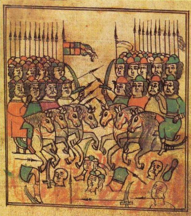 Куликовская битва. Миниатюра из летописи XVII века Куликовская битва. Миниатюра из летописи XVII века