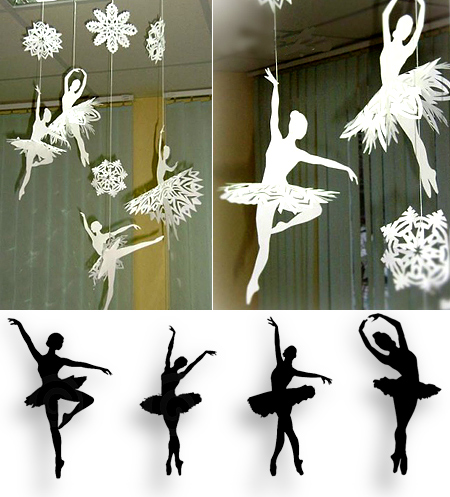 Снежинки - балеринки из бумаги своими руками
