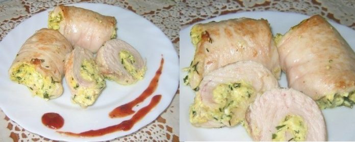 Рулет из куриного филе с творогом