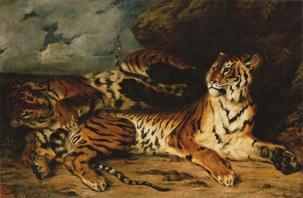 Молодой тигр, играющий со своей матерью, 1830-1831