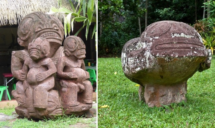 Каменные изваяния могут отличаться друг от друга, но они имеют очень много схожих черт и деталей (Нуку-Хива, Французская Полинезия). | Фото: orangesmile.com.