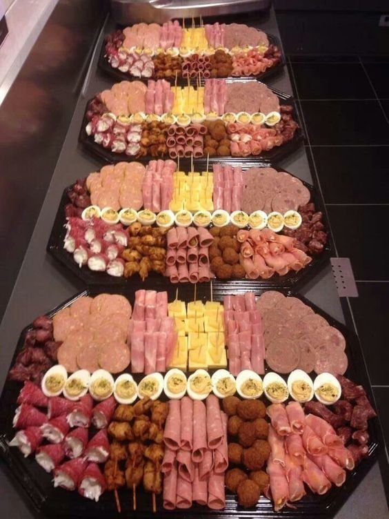 Мясные нарезки еда, красота, нарезка, стол, украшение