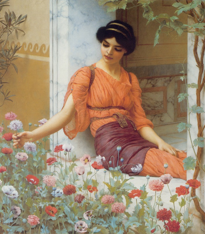   .   / John William Godward. Summer Flowers