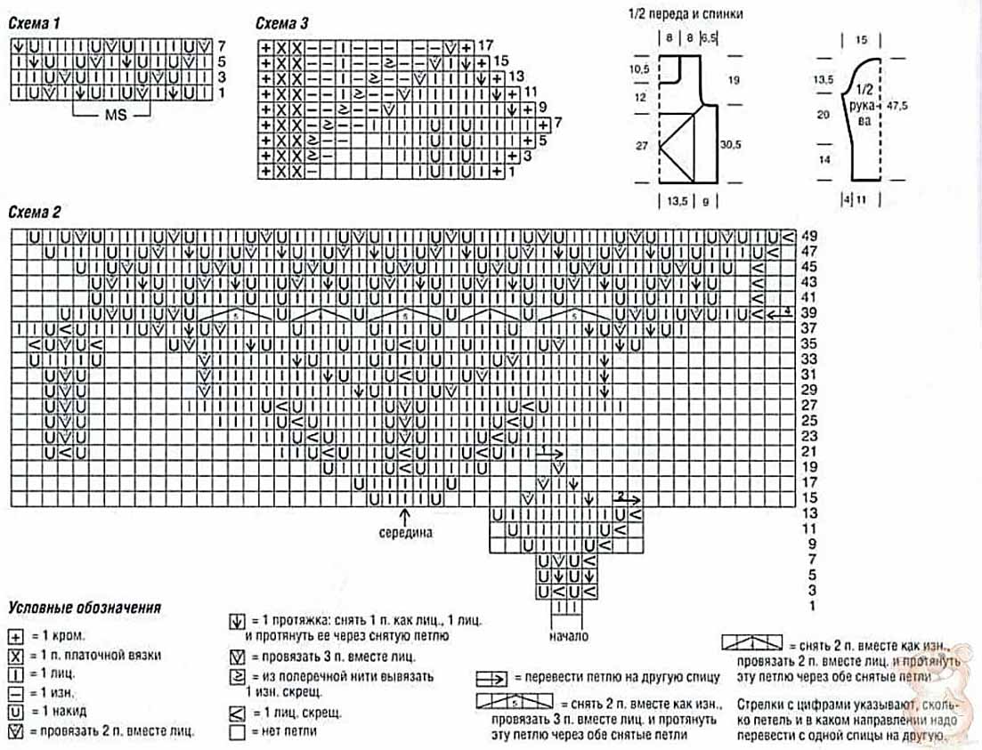Кофточка круговорот лепестков спицами схема