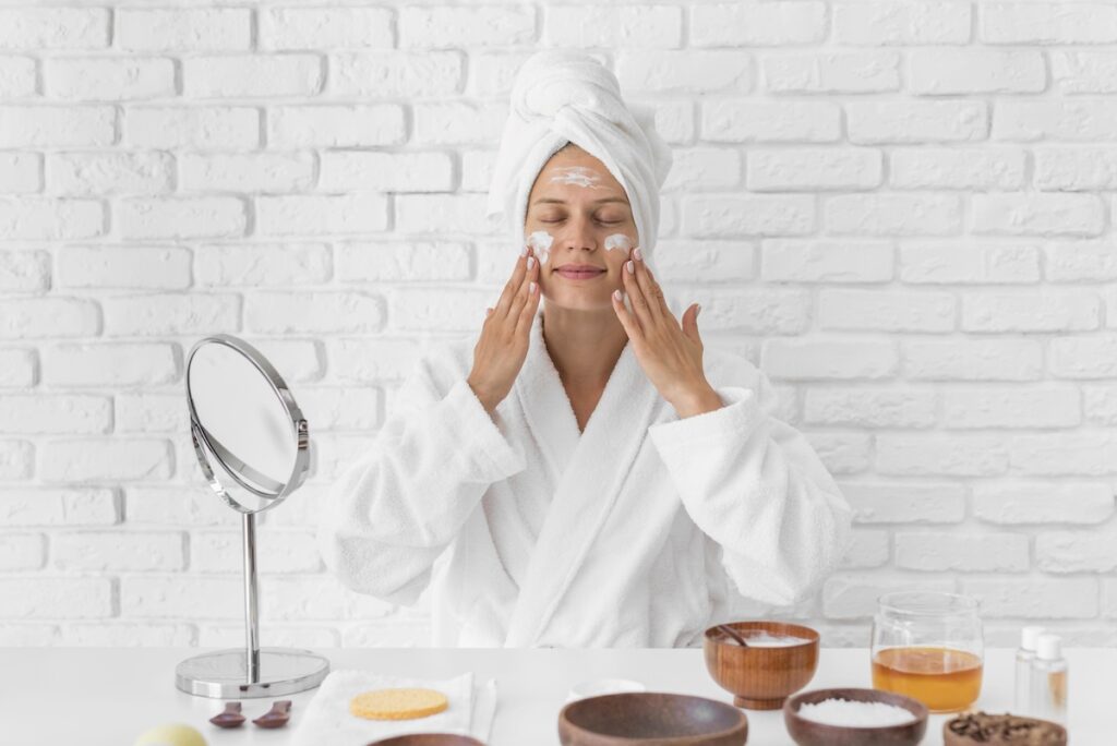 woman using homemade remedy medium shot