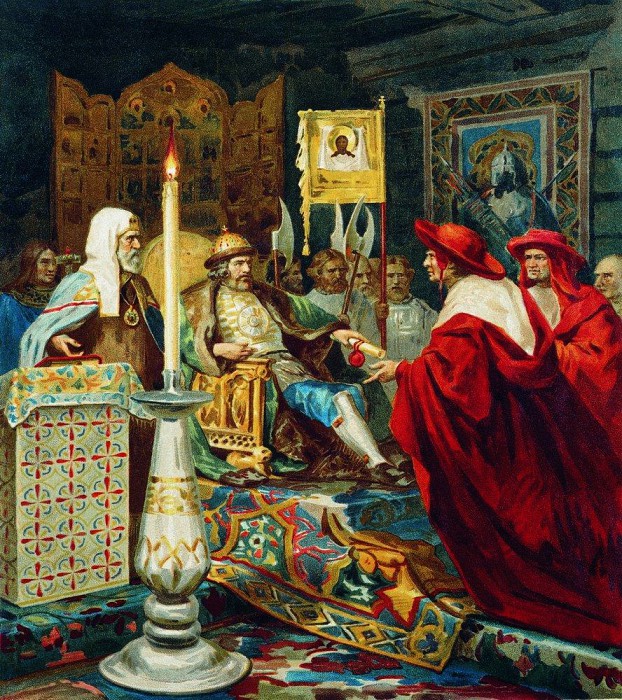 Александр Невский принимает папских легатов. Генрих СЕМИРАДСКИЙ (1843-1902) Александр Невский принимает папских легатов. Генрих СЕМИРАДСКИЙ (1843-1902)