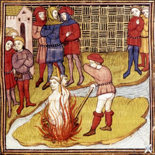 Сожжение двух тамплиеров. Средневековый рисунок