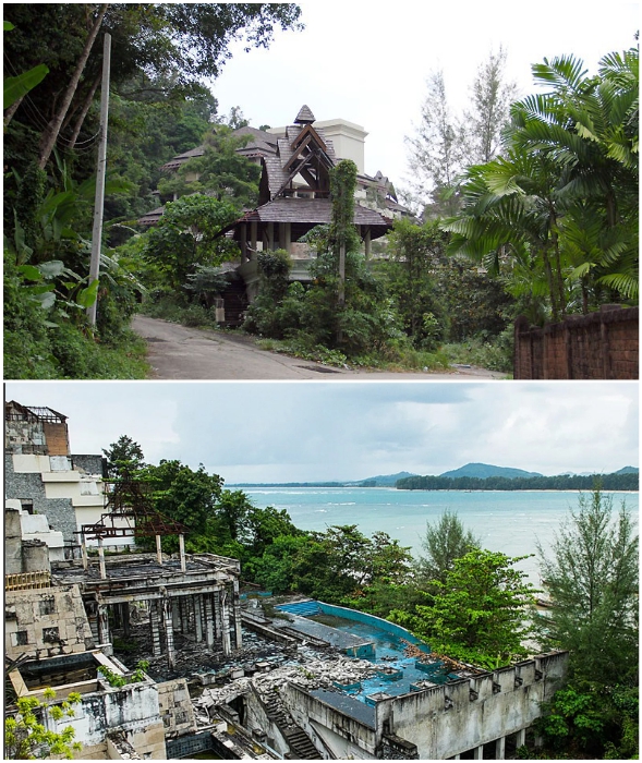 Огромные корпуса, бассейны, колоритные беседки и рестораны превращаются в жалкие руины (Phuket Peninsula Spa & Resor, Таиланд).