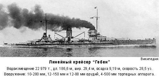 Бой русских броненосцев с германским крейсером "Гебен"