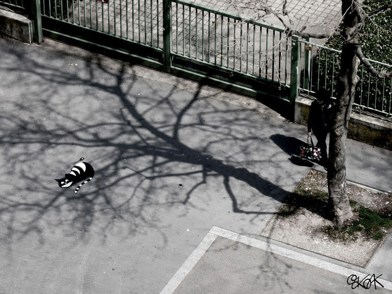 Уличное искусство, играющее с окружающей средой