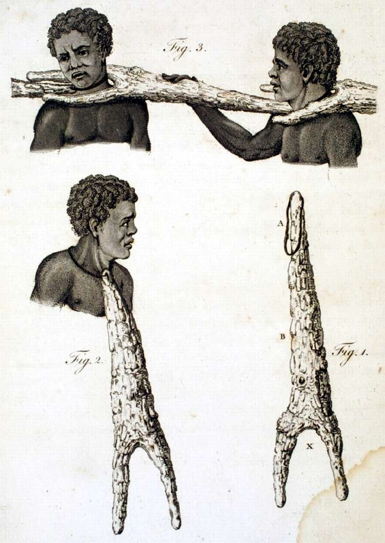 Разновидности деревянных хомутов, которые использовались в процессе время конвоирования рабов (Сенегал, 1789 год) - 2