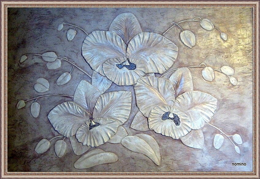 Орхидеи (барельеф, роспись)