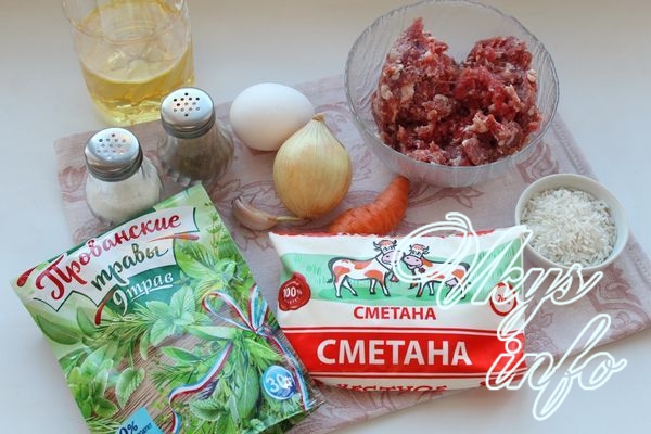 Ежики в сметанном соусе на сковороде фото ингредиенты