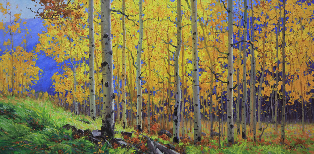 Gary Kim. Fall Aspen hill in the studio