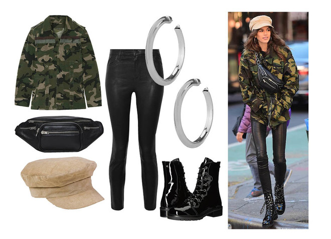 Куртка Valentino, брюки J Brand, ботинки Stuart Weitzman, головной убор Lack of Color, сумка Alexander Wang, серьги Jennifer Fisher Как повторить лучшие образы Кайи Гербер? (фото 17)