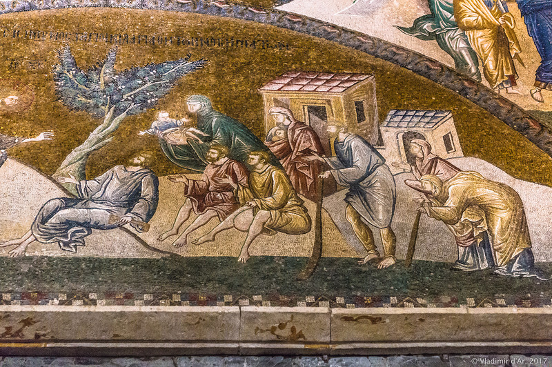 Исцеление множества разных больных. Мозаики и фрески монастыря Хора. Церковь Христа Спасителя в Полях.