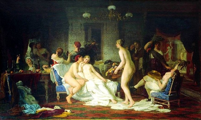 «Девичник в бане». (1885).Национальный художественный музей Республики Беларусь. Автор: Фирс Журавлев. «Девичник в бане». (1885).Национальный художественный музей Республики Беларусь. Автор: Фирс Журавлев.