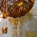 Decorative earring stand ,Glass and copper wire , up cycled found objects
