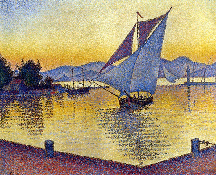 Порт на закате, Сен-Тропе, 1892. Автор: Поль Синьяк. Порт на закате, Сен-Тропе, 1892. Автор: Поль Синьяк.