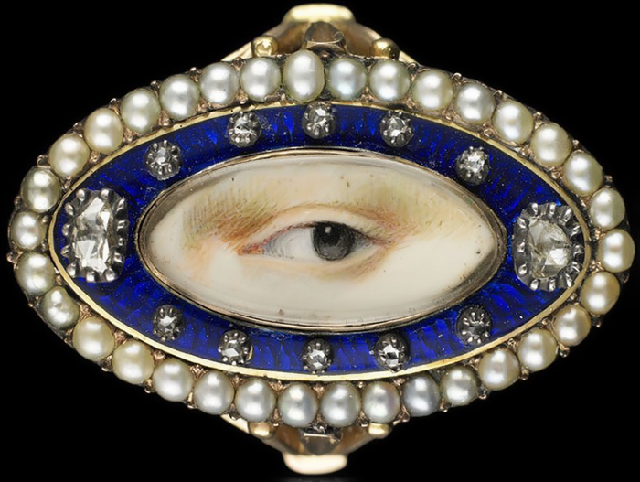Золотое кольцо с миниатюрой Lover's eye, 1790 год. Золотое кольцо с миниатюрой Lover's eye, 1790 год.