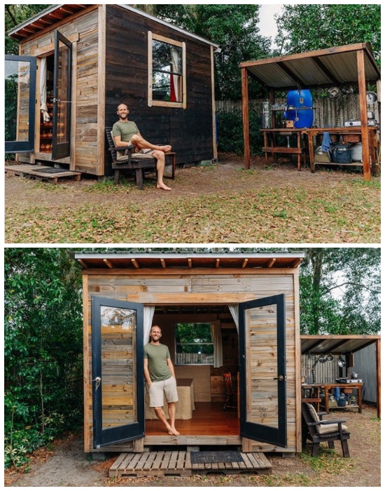 Крошечный дом Роба Гринфилда, построенный в рамках проекта «Teeny Greeny» (США). | Фото: tiredbee.com. Крошечный дом Роба Гринфилда, построенный в рамках проекта «Teeny Greeny» (США). | Фото: tiredbee.com.