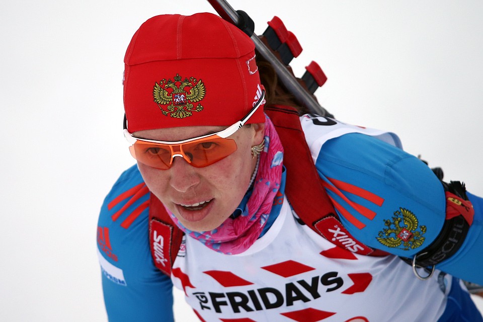 Екатерина Шумилова на дистанции смешанной эстафеты на чемпионате мира по биатлону – 2016. ФОТО Станислав Красильников/ТАСС
