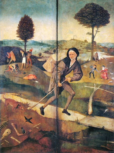 Иероним Босх. Воз сена. Внешние створки триптиха. Странник. 1515