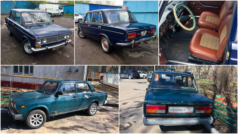 Две противоположности Жигулей за 100 000 рублей: неплохо сохранившаяся «трешка» 1982 г.в. — и явно гнилая «семерка» на четверть века младше. Жигули