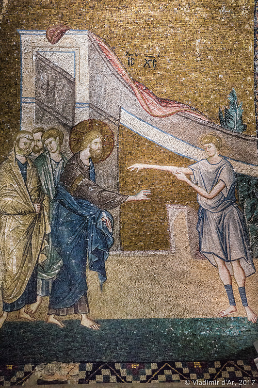 Исцеление сухорукого. Мозаики и фрески монастыря Хора. Церковь Христа Спасителя в Полях.