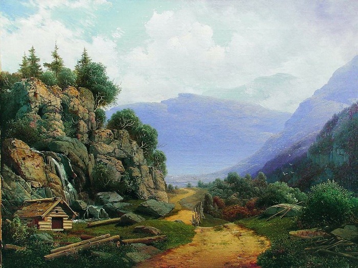 «Горный пейзаж» (1860-е). Автор: А.И. Мещерский. «Горный пейзаж» (1860-е). Автор: А.И. Мещерский.